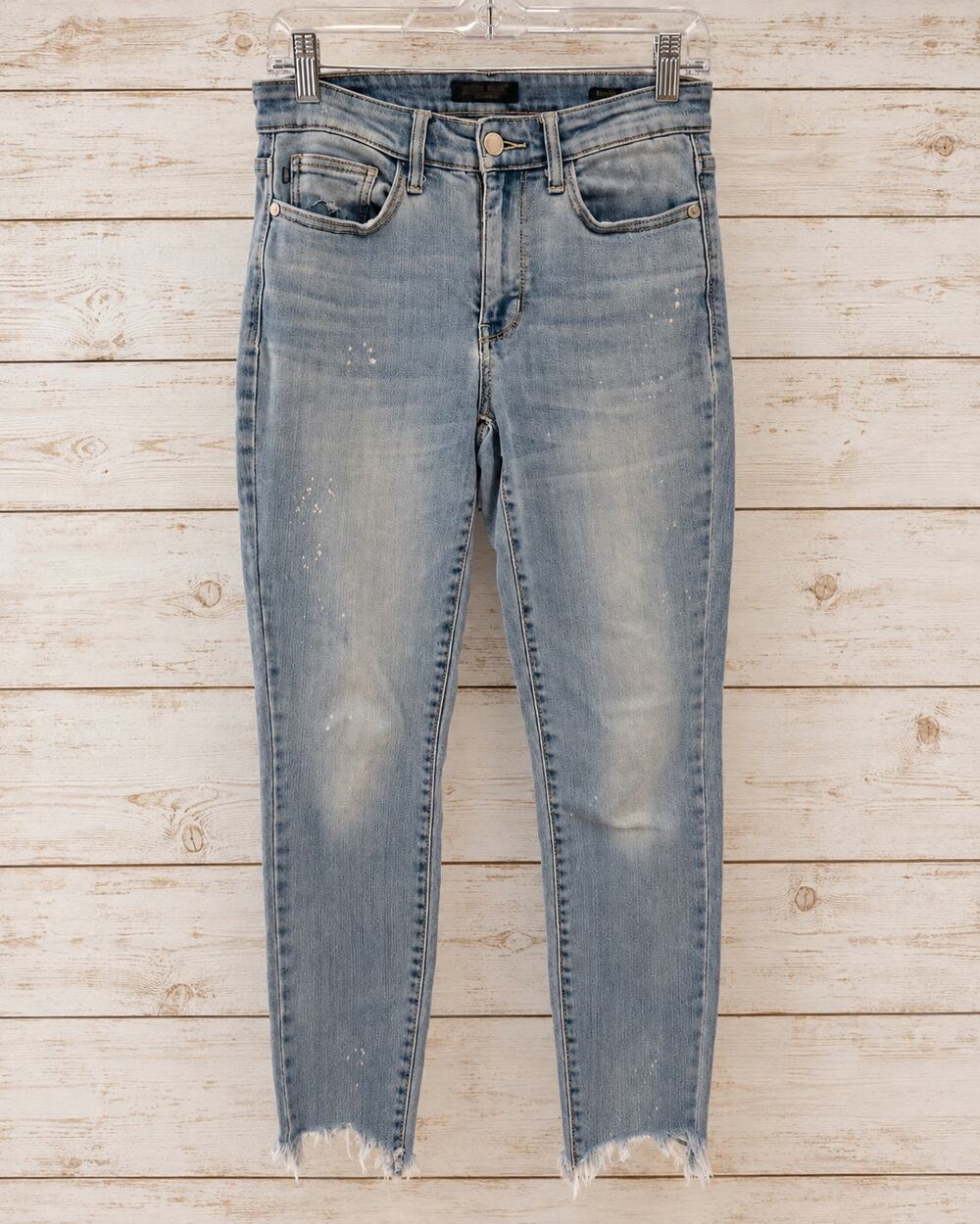 🔥 JUDY BLUE WOMEN'S BLEACH SPLASH SHARK BITE SKINNY JEANS - SIZE 3/26 🔥